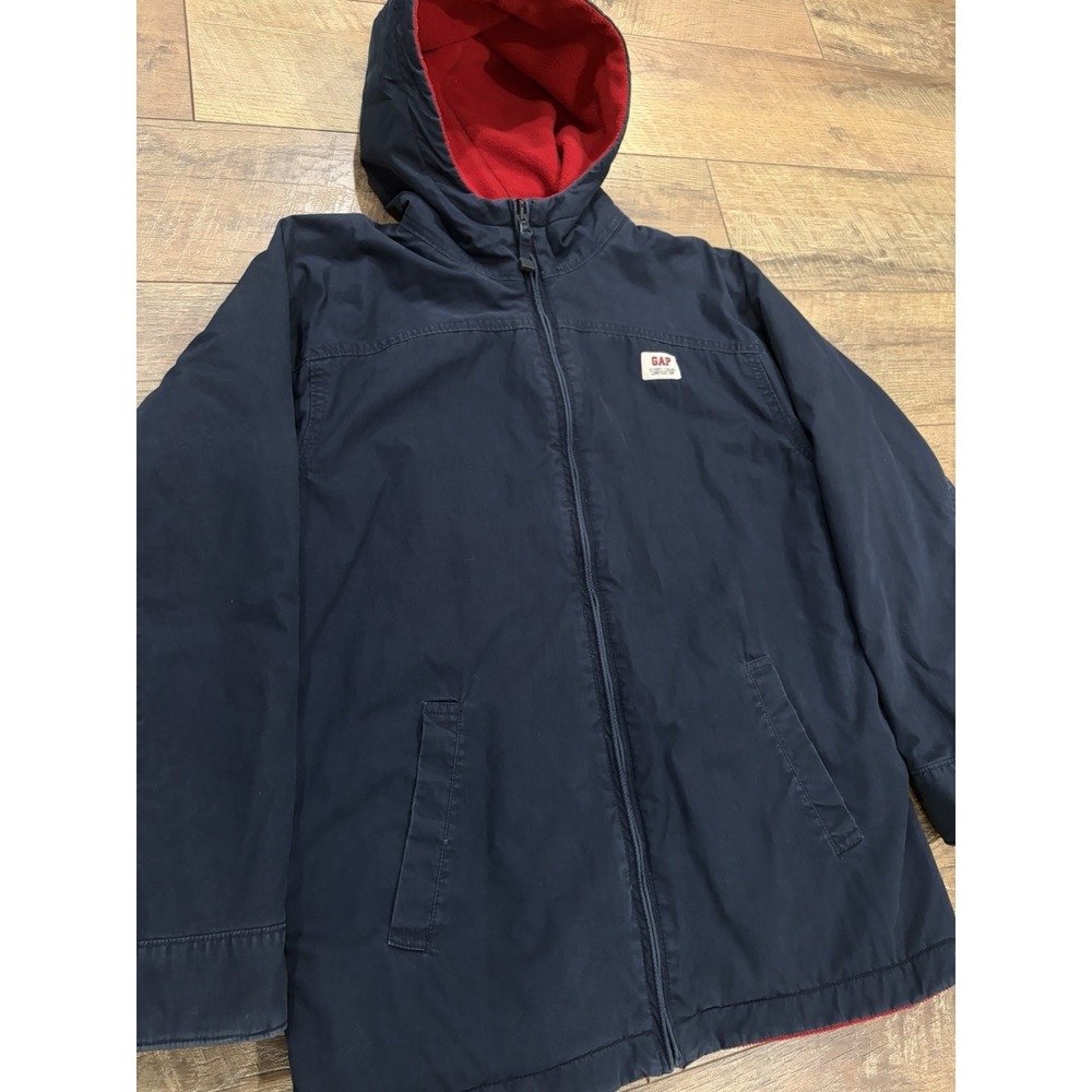 Vintage‎ GAP Reversible Workwear Jacket Fleece Lined Medium Navy Blue Red 2003 - Picture 8 of 11